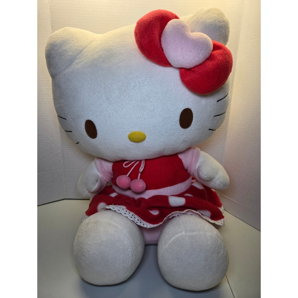 Hello Kitty 2009 Large Red Polka Dot Dress Bow Plush Nakajima Rare HTF